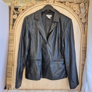 Women's Black Authentic Leather Jacket Blazer Casual Grunge